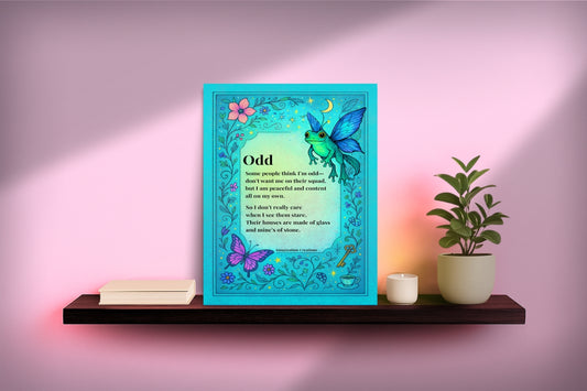 Odd Poem Instant Download Art Print – Whimsical Garden Fantasy Illustration