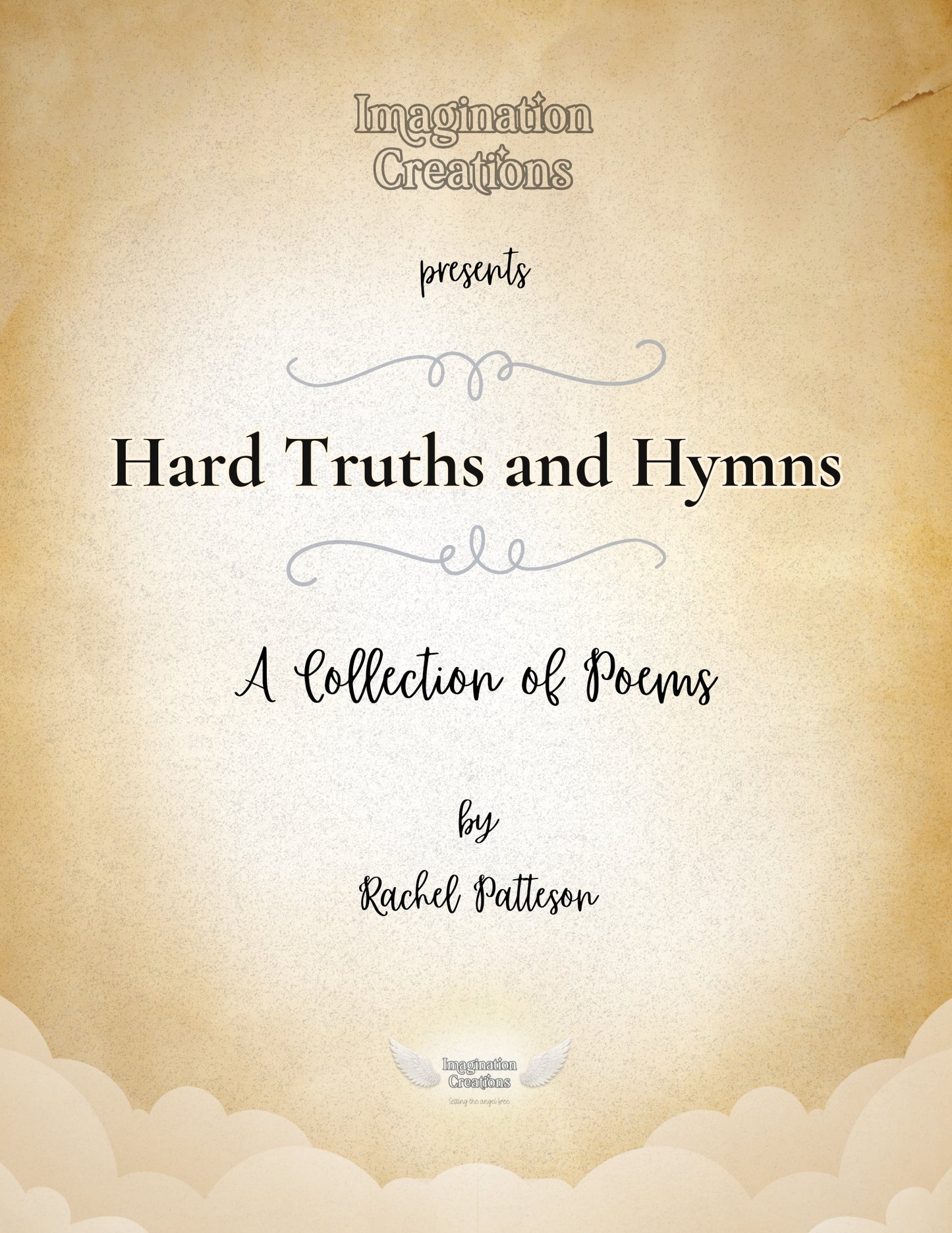Front cover design of the Hard Truths and Hymns printable poetry collection. Digital product showcasing the included poems booklet.