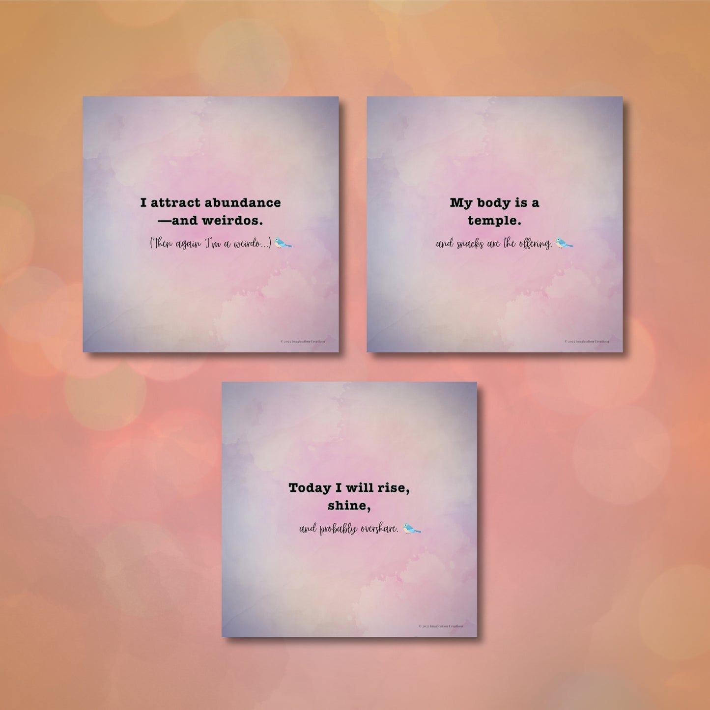 Three motivational posters with quotes on a blurred background