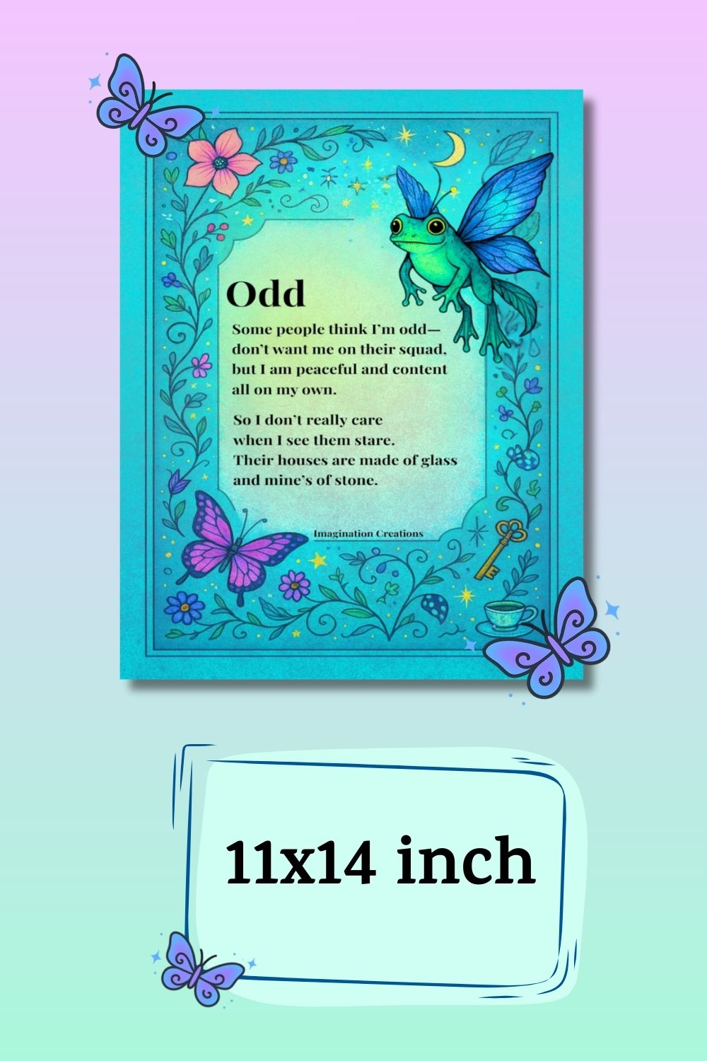 Odd Poem Instant Download Art Print – Whimsical Garden Fantasy Illustration