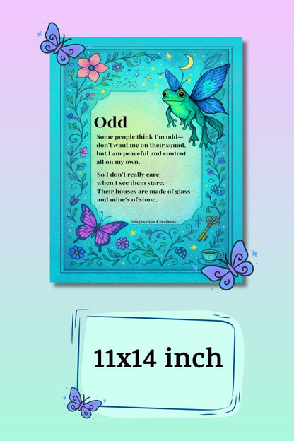 Odd Poem Instant Download Art Print – Whimsical Garden Fantasy Illustration