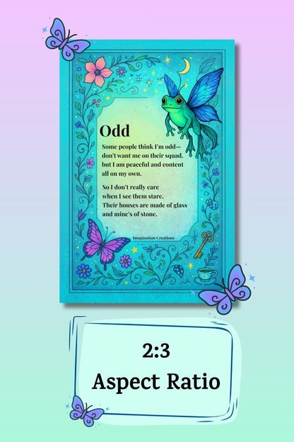 Odd Poem Instant Download Art Print – Whimsical Garden Fantasy Illustration