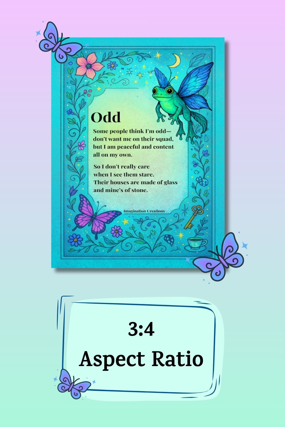 Odd Poem Instant Download Art Print – Whimsical Garden Fantasy Illustration