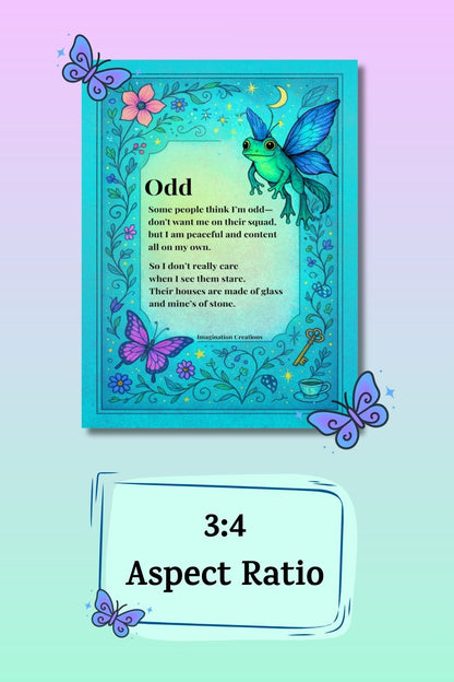 Odd Poem Instant Download Art Print – Whimsical Garden Fantasy Illustration