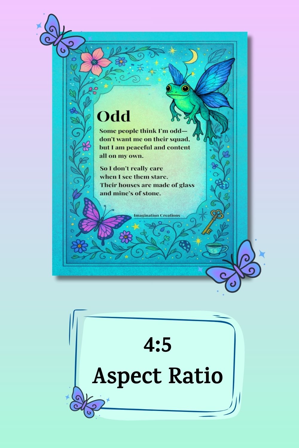 Odd Poem Instant Download Art Print – Whimsical Garden Fantasy Illustration