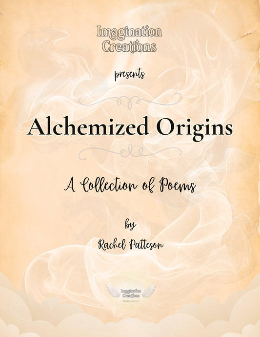Front cover design of the Alchemized Origins printable poetry collection. Digital product showcasing the included poems booklet.