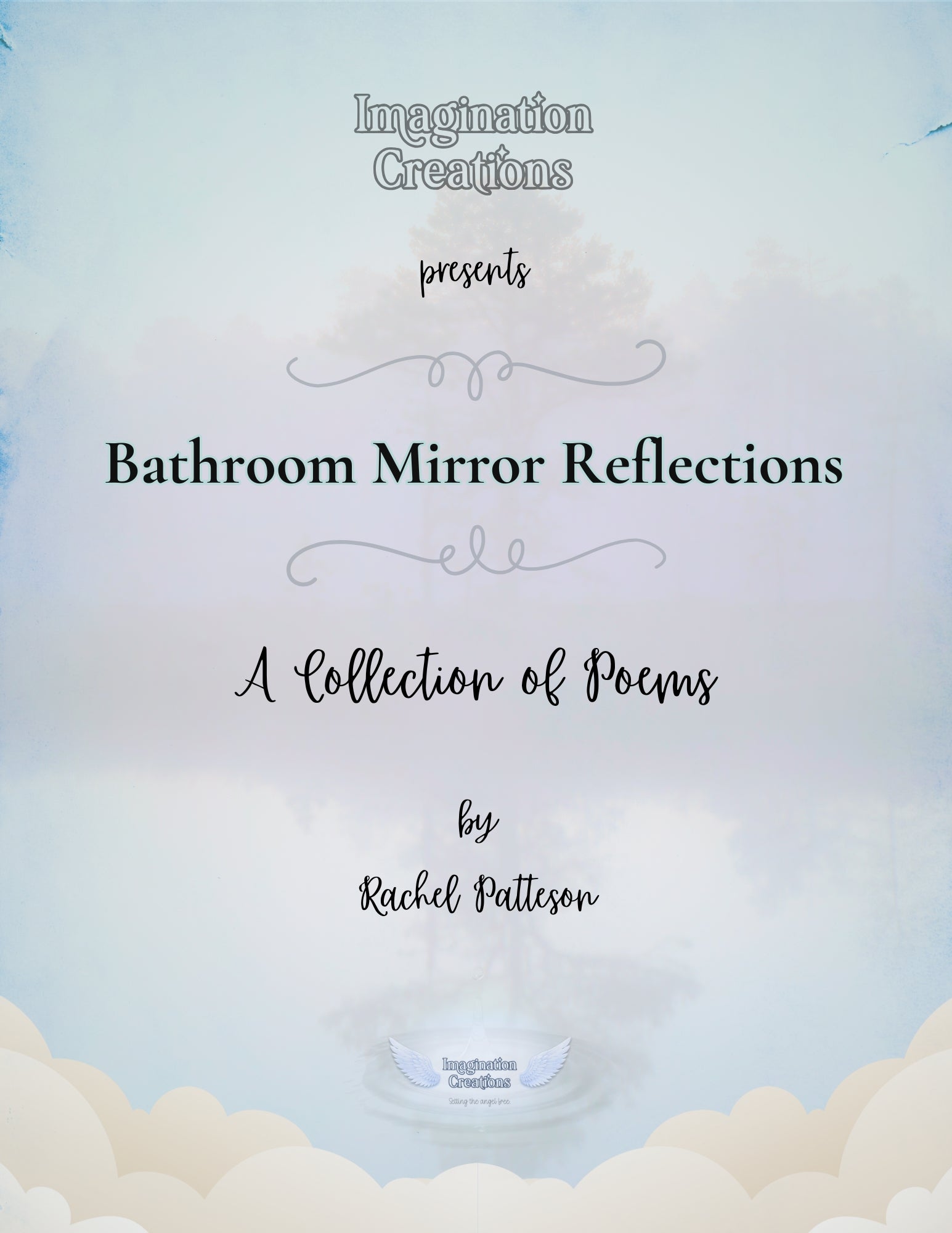 Front cover design of the Bathroom Mirror Reflections printable poetry collection. Digital product showcasing the included poems booklet.