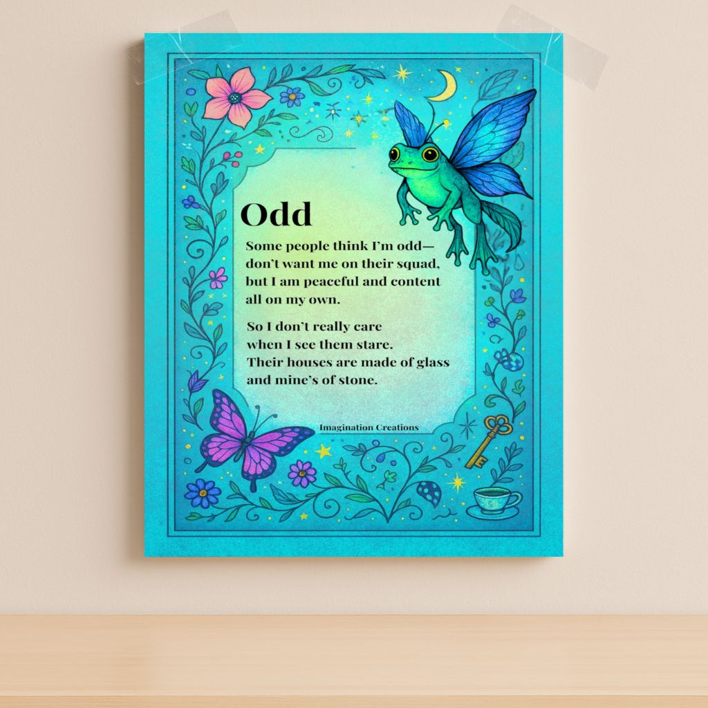 Odd Poem Instant Download Art Print – Whimsical Garden Fantasy Illustration