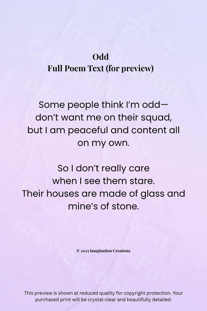 Odd Poem Instant Download Art Print – Whimsical Garden Fantasy Illustration