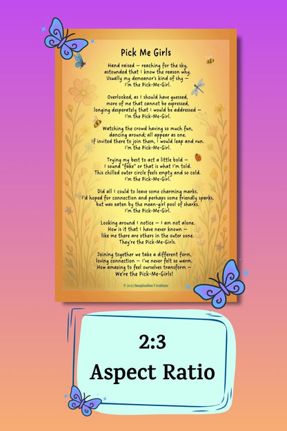 Pick Me Girls – Whimsical Self-Acceptance Poem Art Download | Empowering Wall Poster for Women and Teens