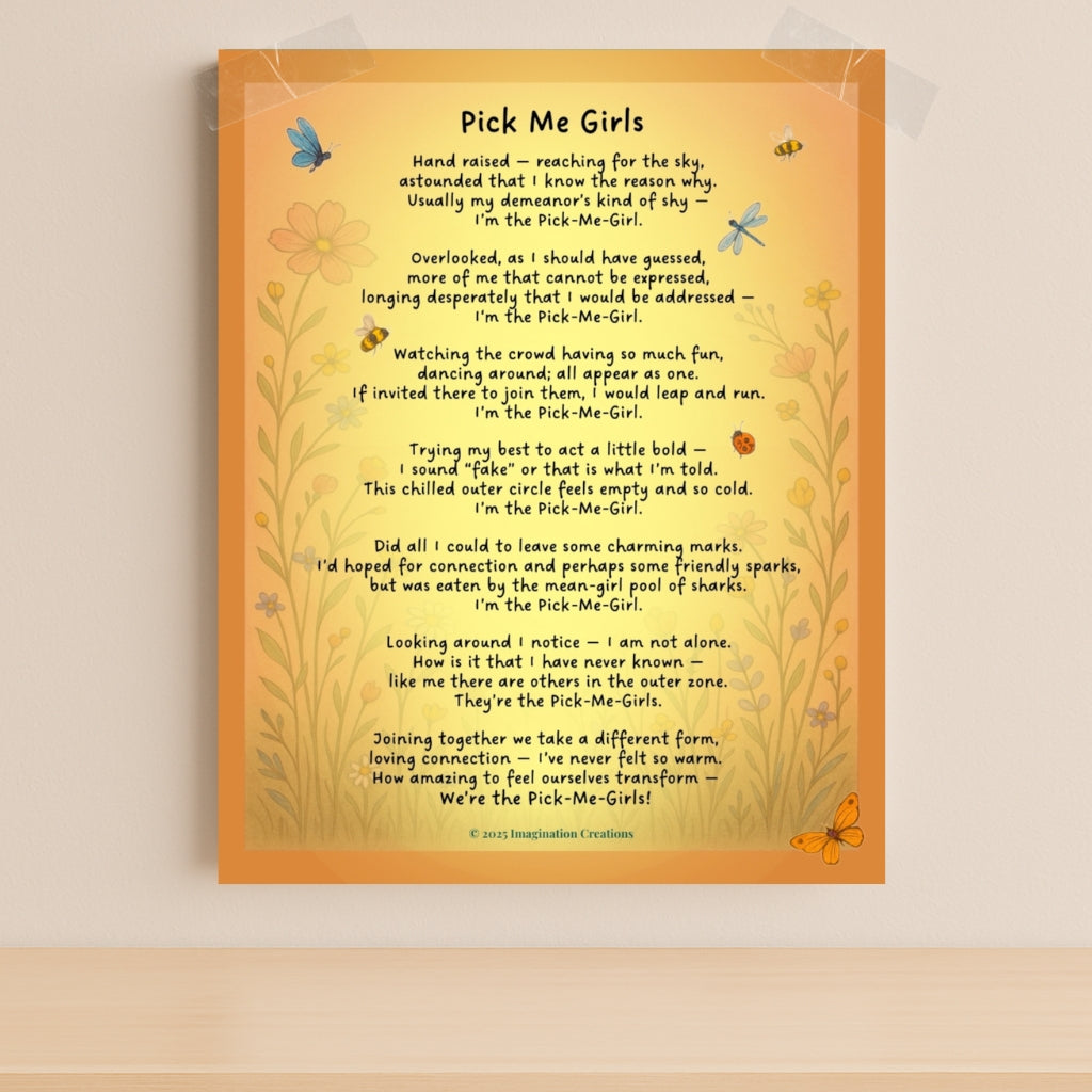 Pick Me Girls – Whimsical Self-Acceptance Poem Art Download | Empowering Wall Poster for Women and Teens