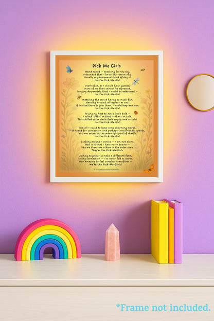 Pick Me Girls – Whimsical Self-Acceptance Poem Art Download | Empowering Wall Poster for Women and Teens