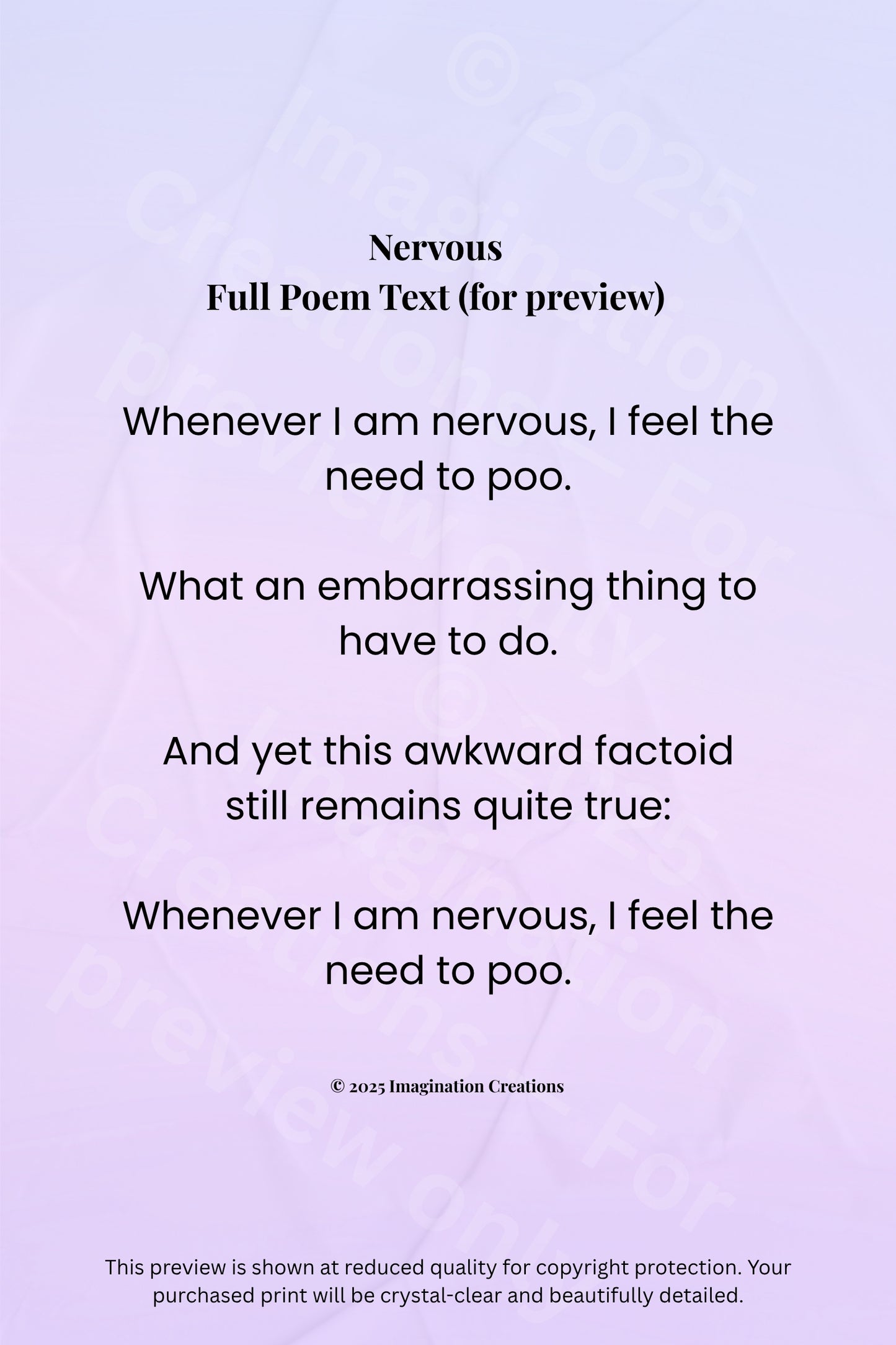 Nervous – A Funny Children’s Poem About Feelings | Printable Kids’ Wall Art