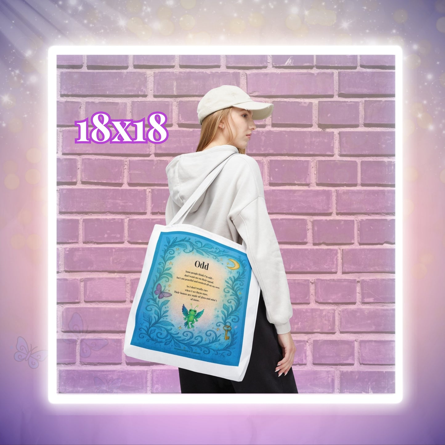 Odd Poem Tote Bag – Whimsical Frog Art, Inspirational Quote, Unique Gift by Imagination Creations