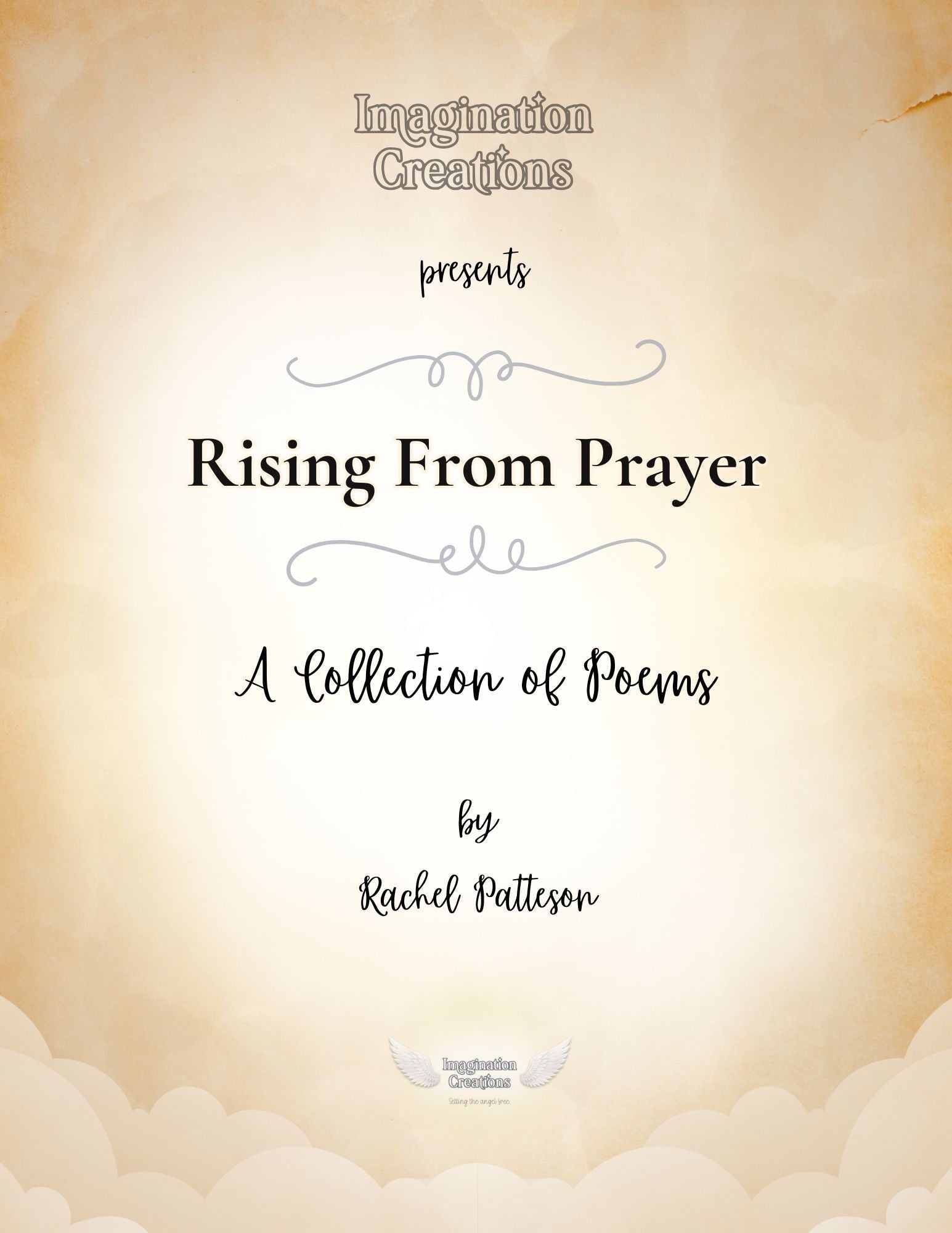 Front cover design of the Rising From Prayer printable poetry collection. Digital product showcasing the included poems booklet.